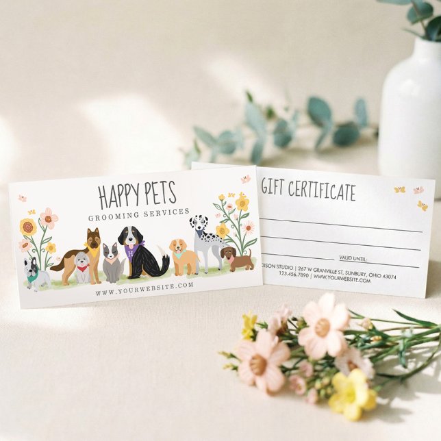 Lycklig Sällskapsdjur Djurvård Grooming Presentkor (Happy Pet Animal Care Grooming Gift Certificate)