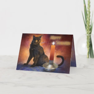 Lycklig Samhain Kitten och Candle. Kort