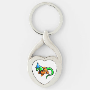 Lycklig Samhain! Twisted Heart Silverfärgad Nyckelring