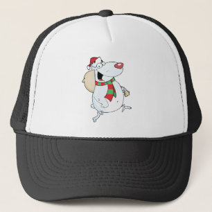 Lycklig Santa Bear Springa med bag Truckerkeps