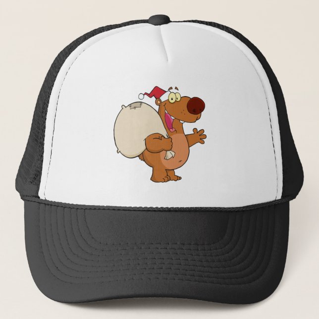 Lycklig Santa Bear Wave A Hälsning Keps (Framsida)