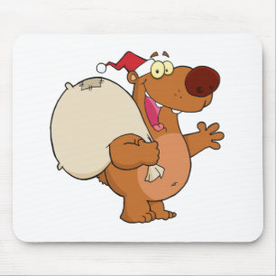Lycklig Santa Bear Wave A Hälsning Musmatta