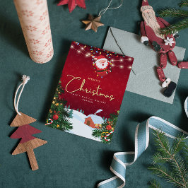 Lycklig Santa God jul-familjekortet Helgdag Julkort