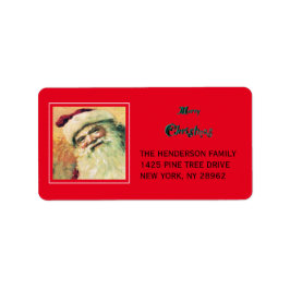 Lycklig Santa God jul Helgdag Red Adressetikett