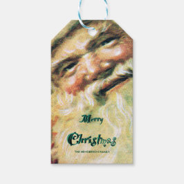 Lycklig Santa God jul Helgdag Red Presentetikett