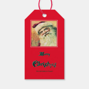 Lycklig Santa God jul Helgdag Red Presentetikett