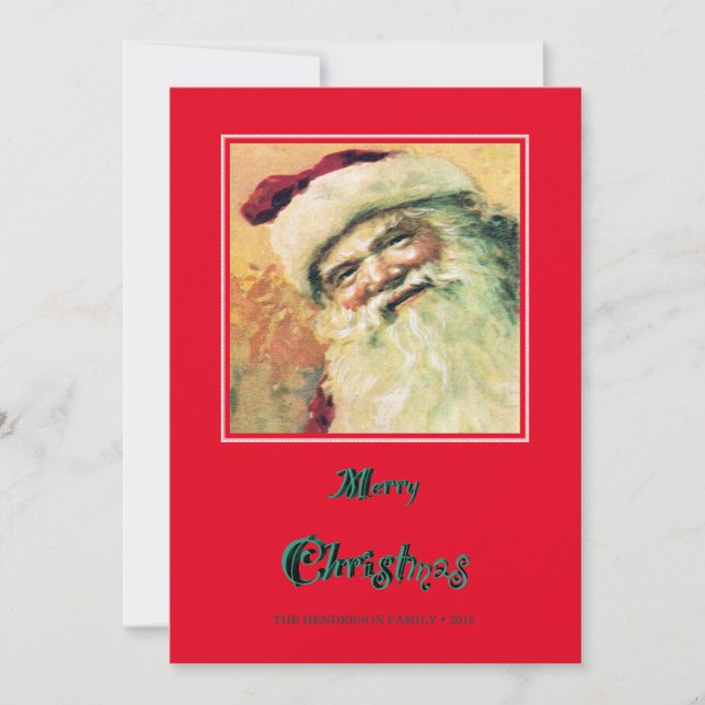 Lycklig Santa God jul Helgdag - Röd Julkort (Framsida)