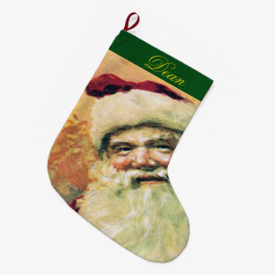 Lycklig Santa God jul Vintage Stor Julstrumpa