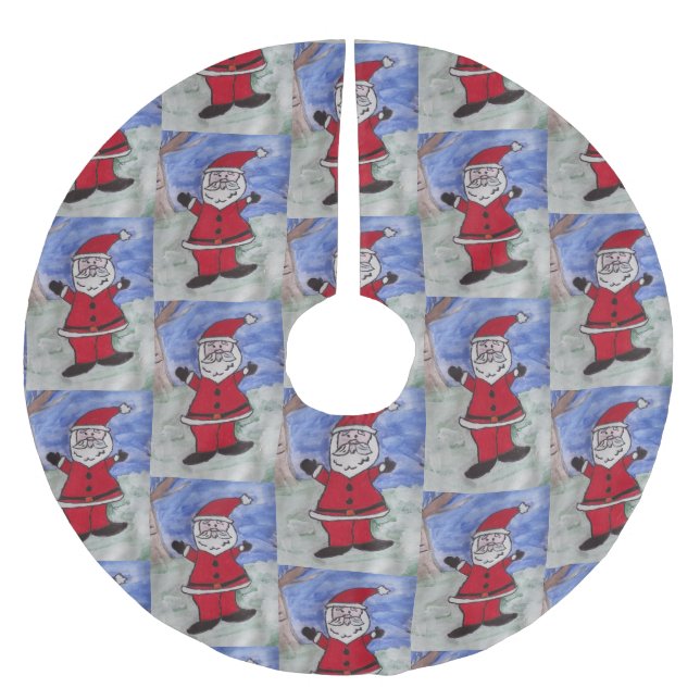 Lycklig Santa Julgransmatta Borstad Polyester (Framsidan)