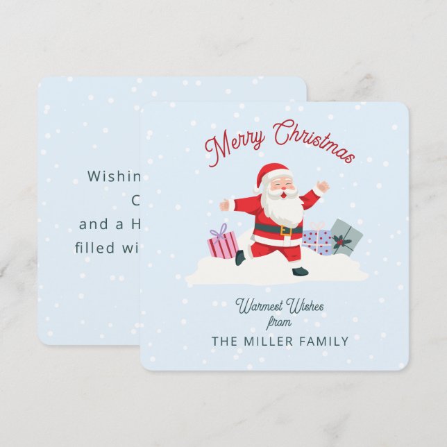 Lycklig Santa, ljusblå jul Inbjudningar (Fram/baksida)