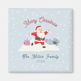 Lycklig Santa, ljusblå jul Magnet