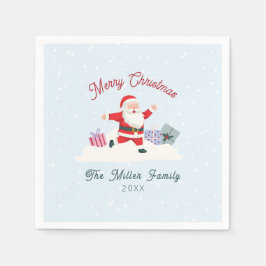 Lycklig Santa, ljusblå jul Pappersservett