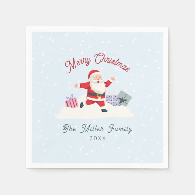 Lycklig Santa, ljusblå jul Pappersservett (Framsidan)