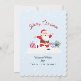 Lycklig Santa, ljusblått julkort Inbjudningar