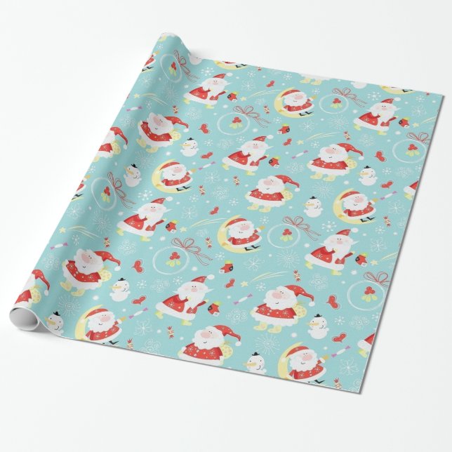 Lycklig Santa och Frosty Presentpapper (Utrullad)
