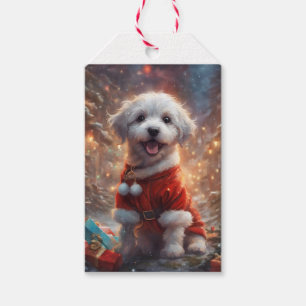 Lycklig Santa Puppy, Helgdag Hund Presentetikett