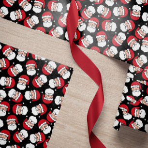 Lycklig Santa Red Black Mönster jul Presentpapper