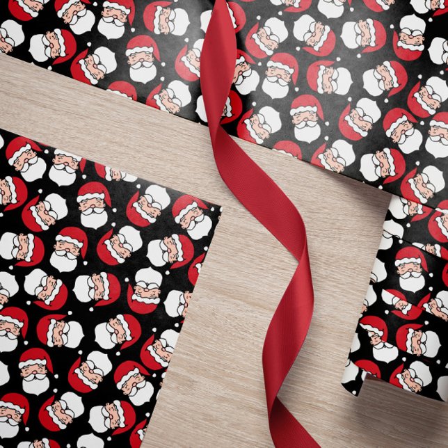 Lycklig Santa Red Black Mönster jul Presentpapper (Skapare uppladdad)