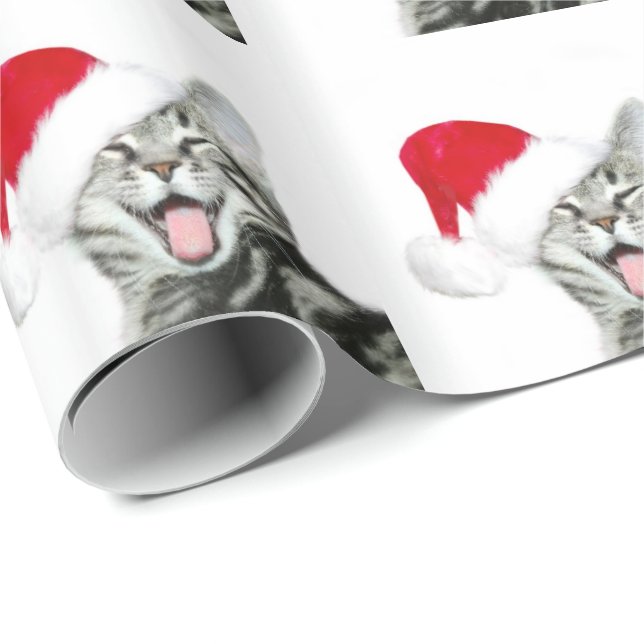 Lycklig Santa tabbykattunge Presentpapper (Rullad Hörn)
