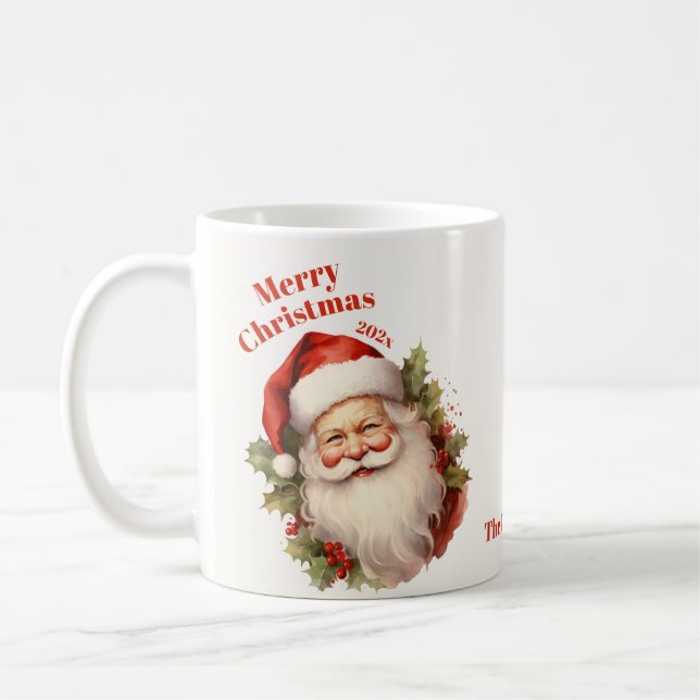 Lycklig Santa Vintage jul Kaffemugg (Vänster)