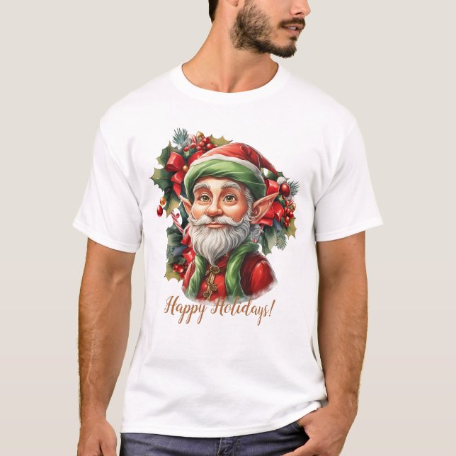 Lycklig Santa's Elf T Shirt (Framsida)