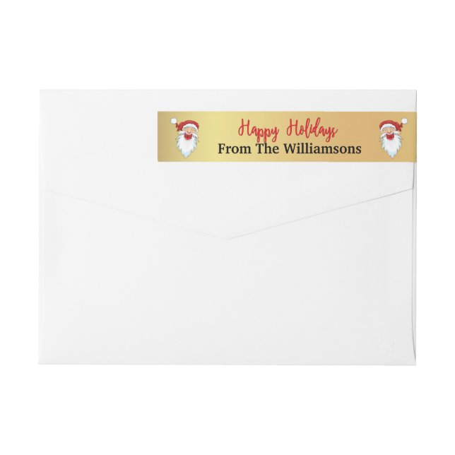 Lycklig Santas Glad helg Guld Returadress Etikettband (Baksidan)