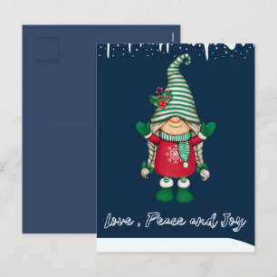 Lycklig Santa's Little Friend Helgdag Navy Postcar Helg Vykort
