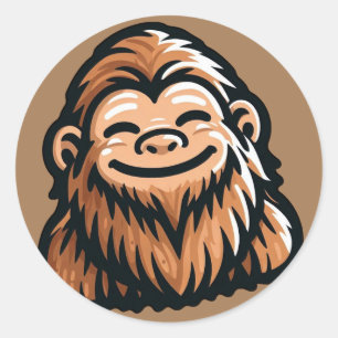 Lycklig Sasquatch - Smiling Bigfoot Runt Klistermärke