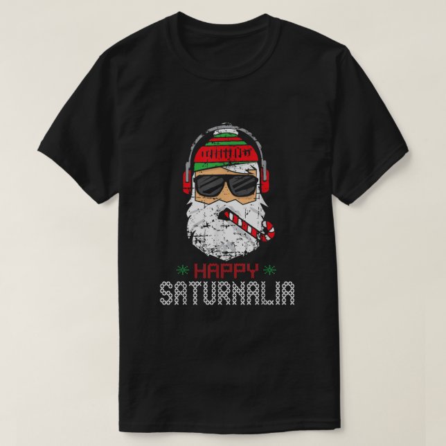 Lycklig Saturnalia Coola jultomten T Shirt (Design framsida)