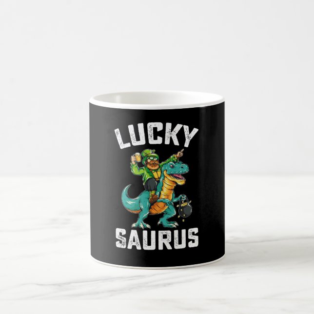 Lycklig Saurus Dinosaurie T Rex St Patrick's Day Kaffemugg (Center)