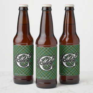 Lycklig Scotsman Klan Currie Tartan Monogram Ölflaska Etikett