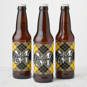 Lycklig Scotsman Klan MacLeod of Lewis Tartan Ölflaska Etikett