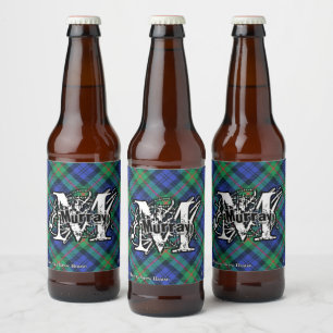 Lycklig Scotsman Klan Murray Tartan Monogram Ölflaska Etikett