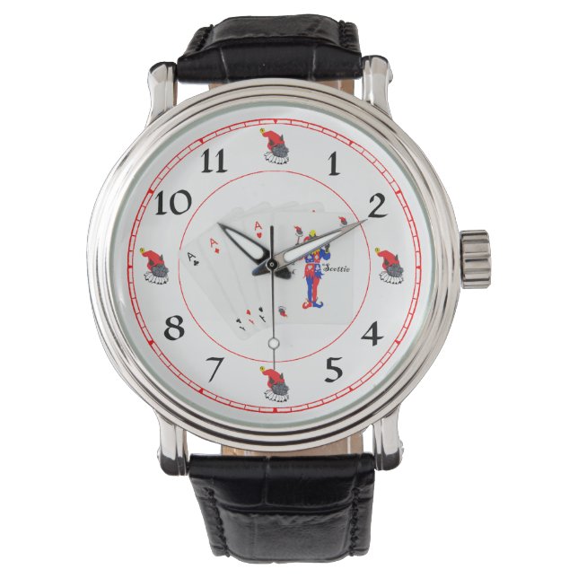Lycklig Scottish Terrier Poker Armbandsur (Framsida)