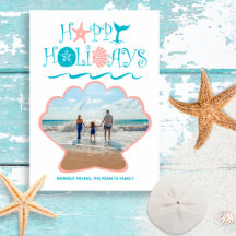 Lycklig Seashore | Beach Seashell-julfoto