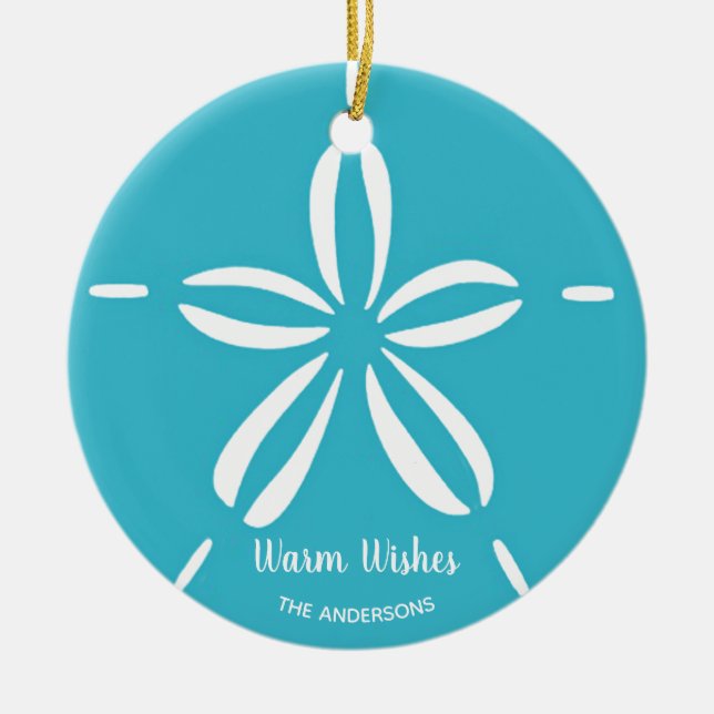 Lycklig Seashore | Tropiskt snö Seashell-jul Julgransprydnad Keramik (Framsidan)