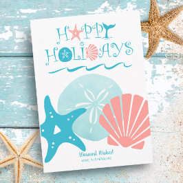 Lycklig Seashore | Tropiskt snö Seashell-jul Julkort