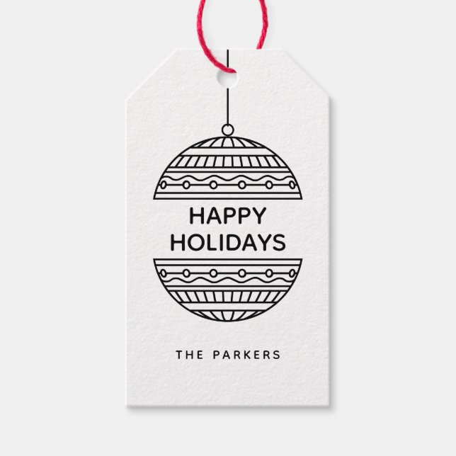 Lycklig Seasons minimalistiska mönster-jul Boll Presentetikett (Framsidan)