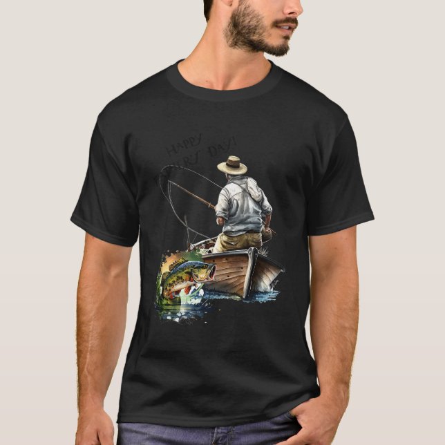 Lycklig Sed Fishing Fars dag T Shirt (Framsida)