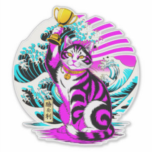Lycklig Segerkat  - Japansk Lyckoamulett Klistermärken