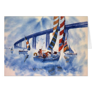 LYCKLIG SEGLING PÅ DEN SAN DIEGO FJÄRDEN HÄLSNINGSKORT