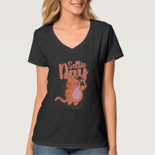 Lycklig Selfie Day Cute Cat tar självfie Selfie Se T Shirt