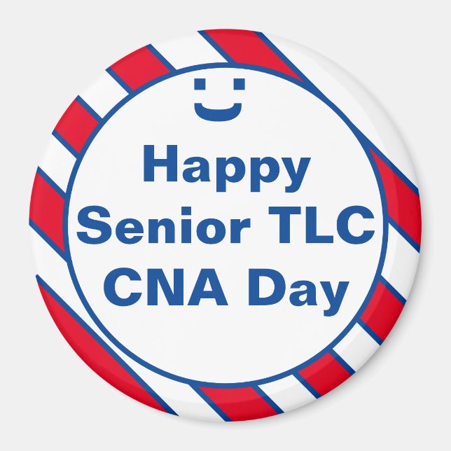Lycklig Senior TLC CNA Day Smile Roligt Magnet (Framsidan)