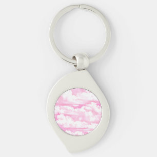 Lycklig Serene Rosa Clouds decor Swirl Silverfärgad Nyckelring