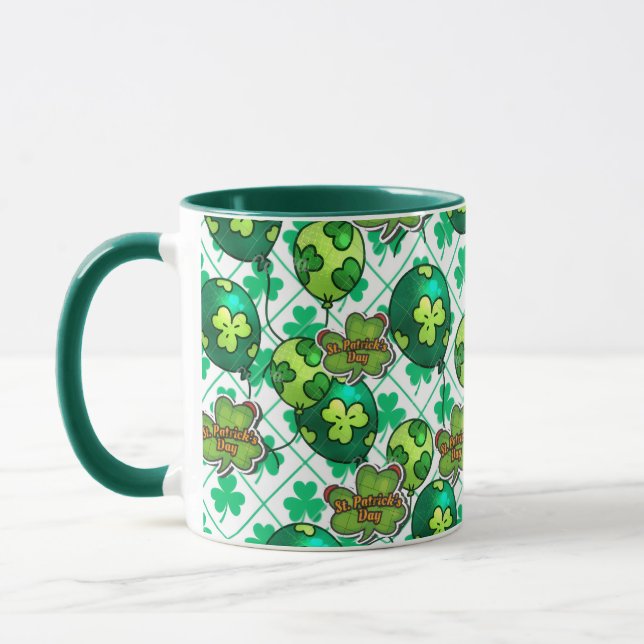 Lycklig Shamrock Ballong St. Patricks Dag Design � Mugg (Vänster)