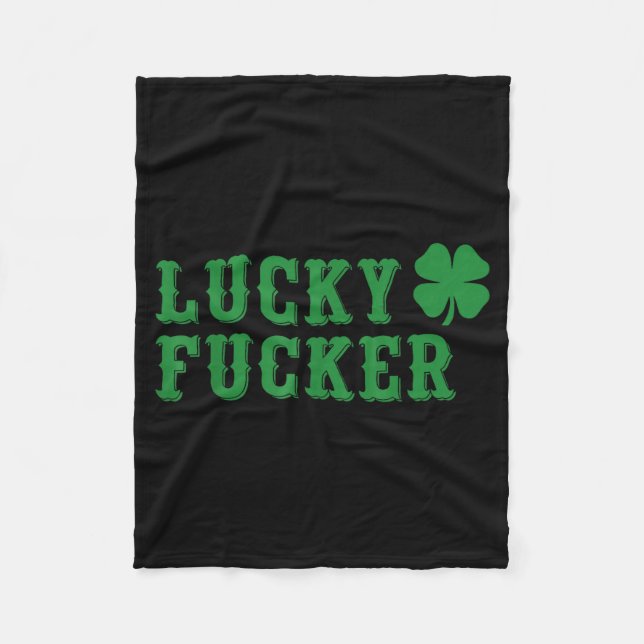 Lycklig shamrock fcker rolig st patricks dag fleecefilt (Framsidan)