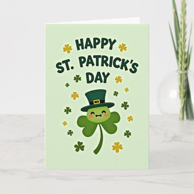 Lycklig Shamrock Glad Dag Kort (Framsida)