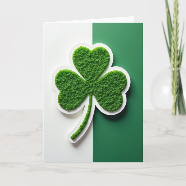 Lycklig Shamrock Grön Vit Kort (Framsida)
