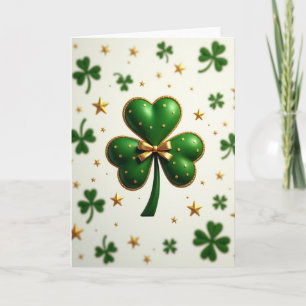 Lycklig Shamrock Guld Glänsande Kort