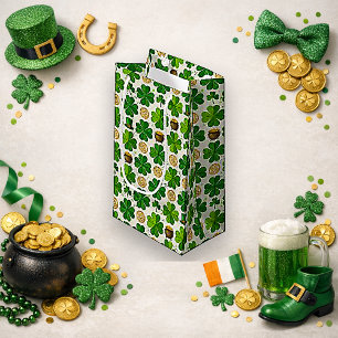 Lycklig Shamrock Guld Pot Watercolor Mönster